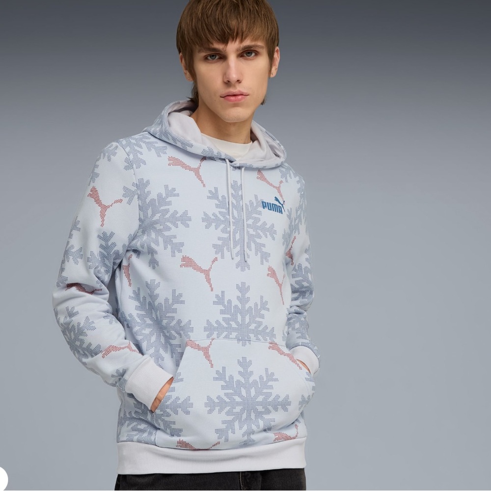 Puma Men’s Light Blue Snowflake Print Hoodie